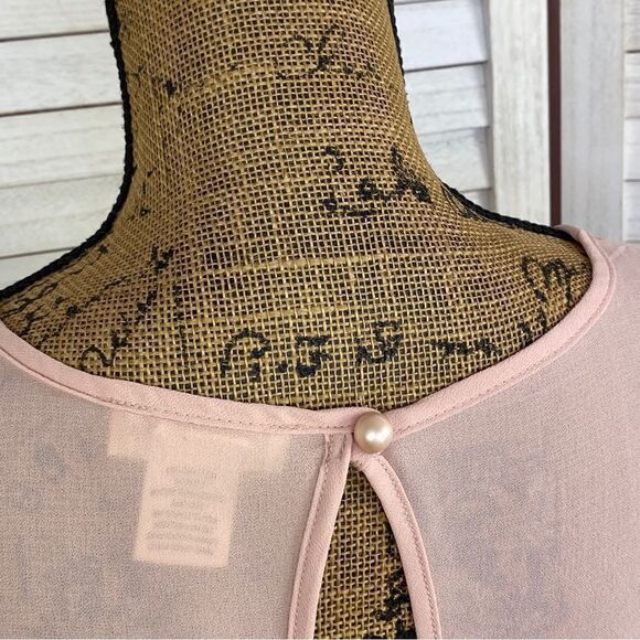 Sans Souci Sheer Split Front Surplus Blouse Blush Pink Small - Picture 6 of 13